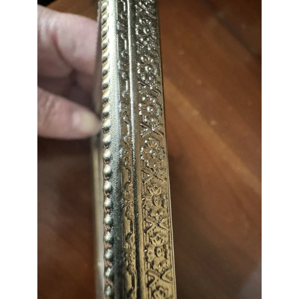 Vintage Gold‎ Tone Metal 4x5 Picture Frame Beaded Edge Ornate Floral Detail